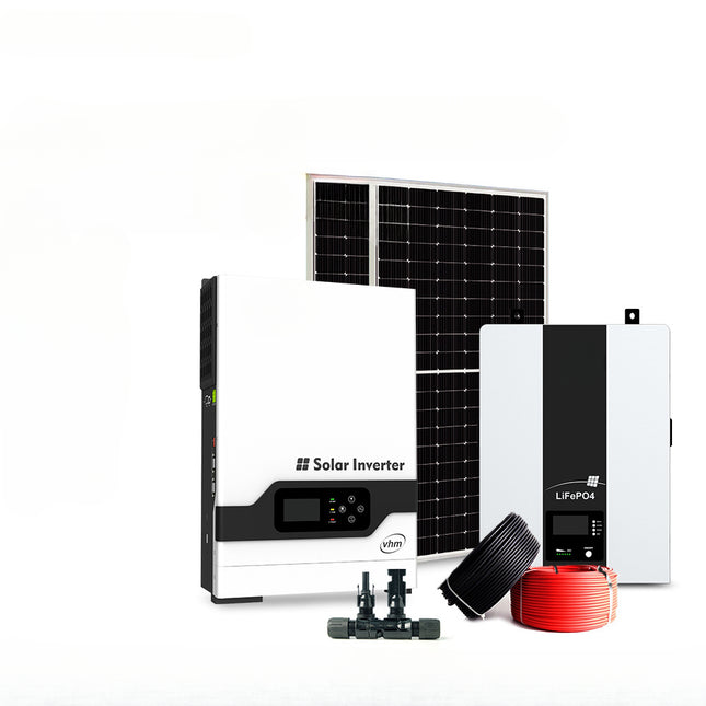 Home Solar Off-Grid Power Generation System Full Set 5KW Solar Inverter with 48V Lithium Battery, Photovoltaic Panel