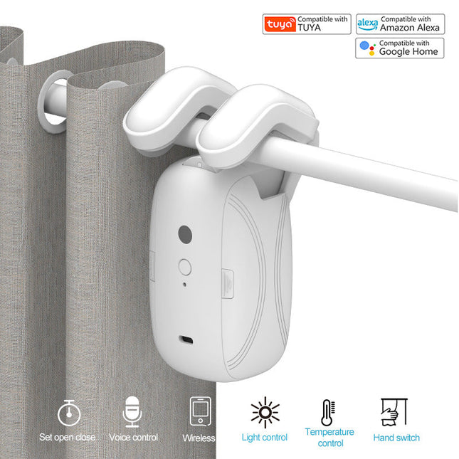 Automatic Curtain Opener, Electric Remote Control, Smart Curtain Opener and Closer for Roman Rod, Long Battery Life, Quiet Mode, Multi-Surface, Smart Home Device