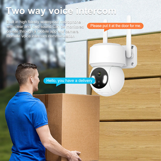 Wireless outdoor security camera - 3K/5MP solar-powered, night imaging, automatic tracking, artificial intelligence for human/vehicle/pet detection