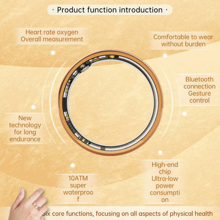 Smart Ring Health Tracker Ring with Heart Rate, Blood Oxygen, Sleep Tracking, Fitness Modes,  IP68 Waterproof for Men & Women