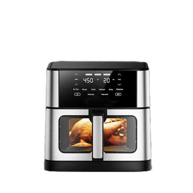 Digital Air Fryer 10L Oil Free Cooking Led Display With Touch Screen Smart Finish Cook 1800 W Black