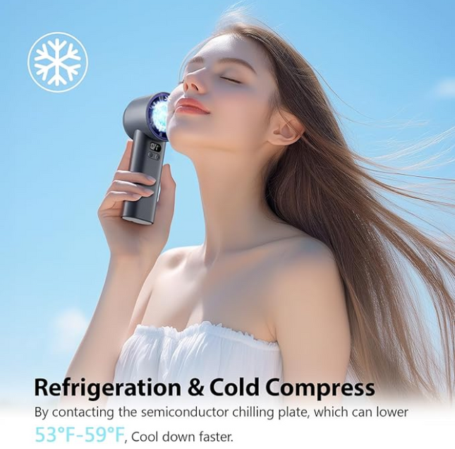 Portable mini handheld fan, powerful cooling ice fan, with charging function