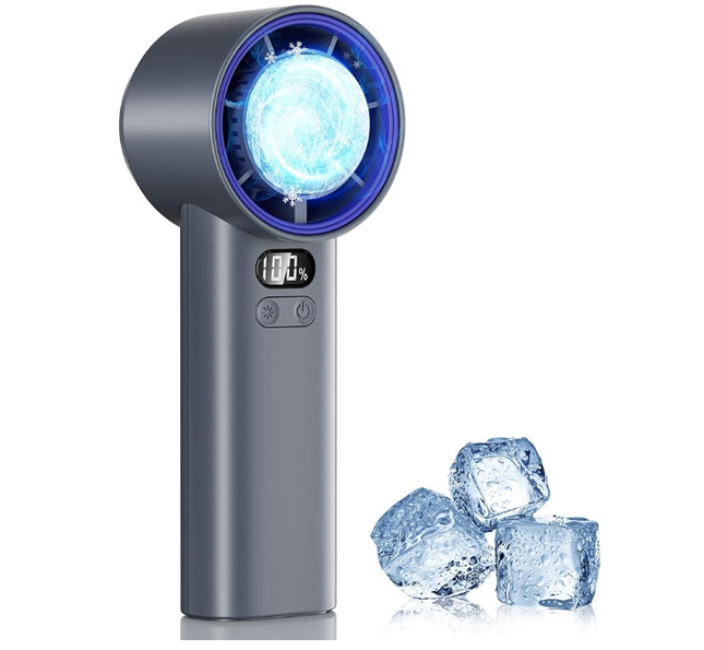 Portable mini handheld fan, powerful cooling ice fan, with charging function