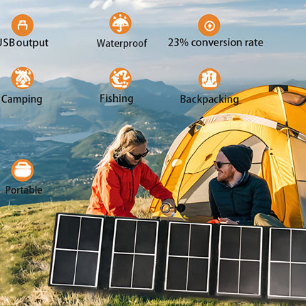 14W Portable Solar Panel Waterproof Solar Charger with High Efficiency for Outdoor Camping Hiking Travel Emergency Power Supply